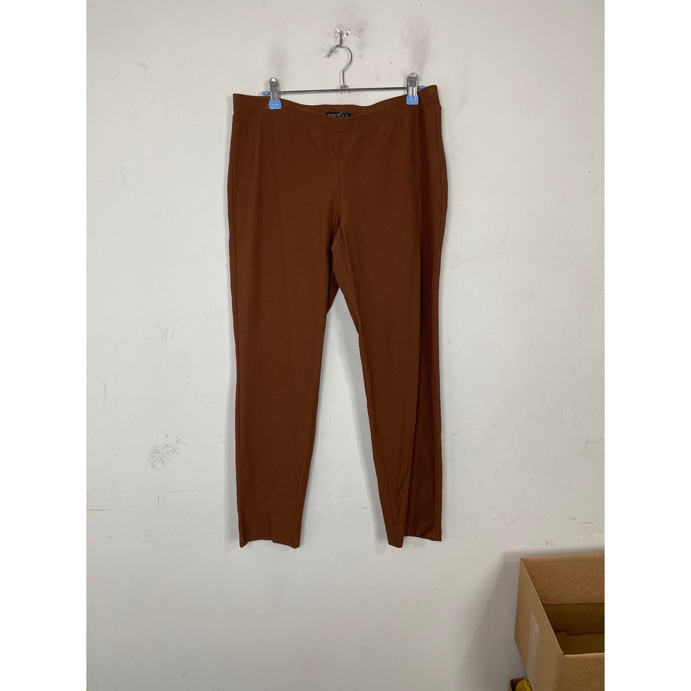 Eileen Fisher Brown Stretch Crepe Slim Ankle Pants Womens Medium Terracotta M‎